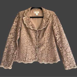 Vintage Talbots Tan Lace Button Up Blouse